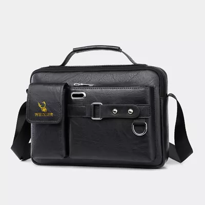 Men's Shoulder Messenger Bag PU Leather Handbag Business Crossbody Bag Briefcase • $17.59