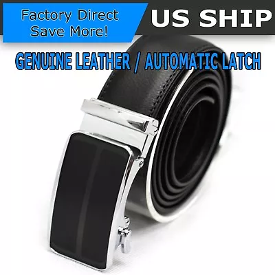 Men's Belt Leather Ratchet Belts Automatic Buckle 1.37inch Width • $8.95