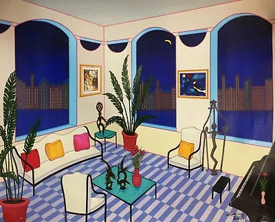 Interior With Primitive Art Fanch Ledan LTD Ed. Serigraph On Canvas COA Unframed • $495