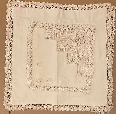 Luxury Cream Embroidery Lace Cushion Covers Two Pack 40cm X 40cm Antique Style • £12.99