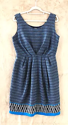 $12.30 • Buy MONSOON Womens Sleeveless Dress Size 12 - Blue Mix Print/Front Pleats/Smart Work