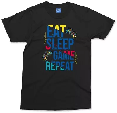 Eat Sleep Game Repeat Funny Gamer T-shirt Gift Boys Gaming Top Birthday Present • £12.99