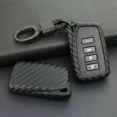 $5.80 • Buy For Lexus Carbon Fiber Car Key Fob Case Cover Chain Ring Keychain Accessories