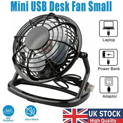 Mini USB Desk Fan Small Quiet Personal Cooler USB Powered Portable Table Fan New • £5.99