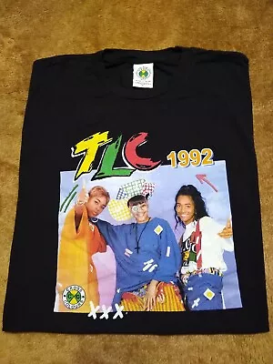 VINTAGE TLC Rap R&B 1992 CROSS COLOURS Hip Hop BLACK XL SHORT SLEEVE TEE SHIRT • $100