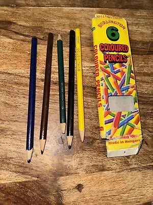 Burlington 5 Coloured Pencils In Original Box 1970  Vintage • £4.50