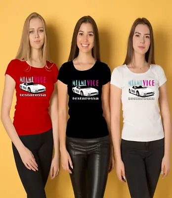 Car Fan Miami Vice Illustration Fine Art Design Quality Female T.shirt* • £17.49