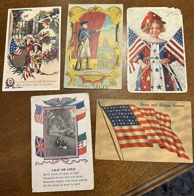 5 Vintage Postcards Memorial Day/4th Of July  1908-1919 • $9.99