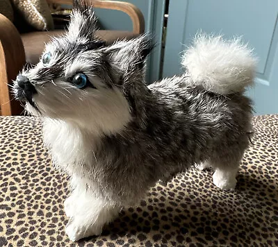 Vintage HUSKY MALAMUTE Dog FIGURINE REAL RABBIT FUR • $36