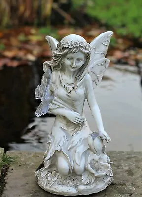 Garden Ornaments Solar Cherub Fairy Angel Home Decor Figurine Statue 24cm Tall • £16.95