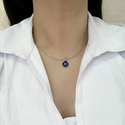 $9.40 • Buy Turkish Hamsa Blue Evil Eye Lucky Pendant Necklace Charm Women Men Jewelry Gift