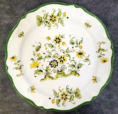 RARE Vieux Provence Green Trim VARAGES Service Plate Charger 12  Diameter Yellow • $24