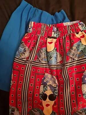 £6 • Buy Two Fashion Mini Skirts Royal Blue/blue Portrait Print Size 8/10