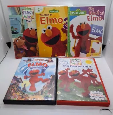 Lot Of 5 Sesame Street DVDs Elmo  Learning Numbers Music Songs Preschool • $8.99