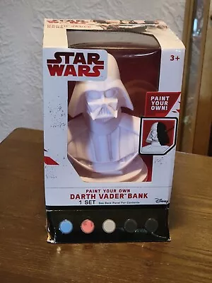 Star Wars DARTH VADER COIN BANK Paint Your Own DIY Disney NEW Piggy Bank W Brush • £9.64