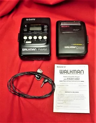 $29 • Buy 2 SONY WALKMAN RADIO  REDUCED' CASSETTE PLAYERS, For REPAIR/PARTS, VERY CLEAN