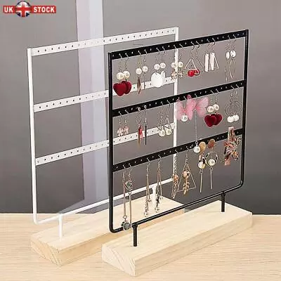 Storage Box Metal Stand Holder Earring Hanging Display Rack Jewelry Organizer • £9.78