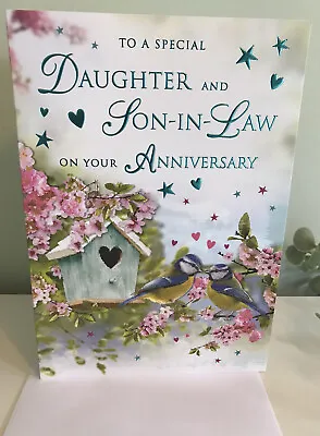 DAUGHTER And SON -IN-LAW WEDDING ANNIVERSARY CARD. 9”by 6” Large Card. Trad. • £3.49