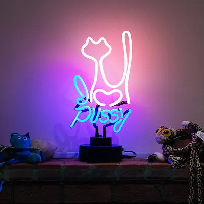£39.99 • Buy Glass Neon Sign I LOVE PUSSY Romantic Bedside Reading Lamp Neonetics Light Sculp