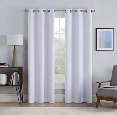 Eclipse Cohen Blackout Window White 42  W X 63  L Gromet Top Curtains 2 Panels • $19.99