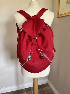 £27.99 • Buy KIPLING 90S RED VINTAGE SMALL BACKPACK RUCKSACK BAG Duffle Pockets Zip City