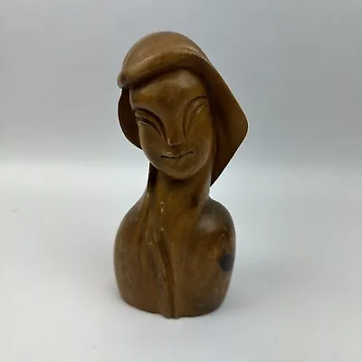 Vintage 9  Monkey Pod Wood Hand Carved Woman Sculpture Mid Century Modern MCM • $28.44