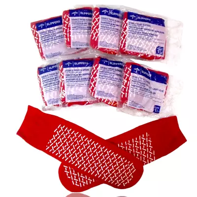 (8-Pairs) Medical Hospital Double Tread Non-Slip Slipper Socks Red One Size • $11.95