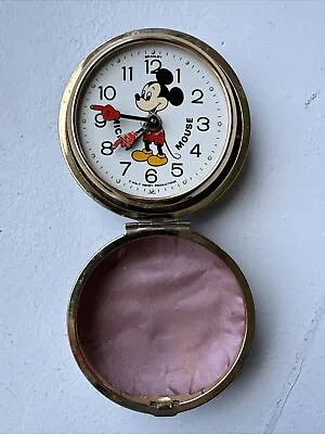 Vintage Mickey Mouse Travel Alarm Clock Walt Disney By Bradley Japan RARE • £144.76