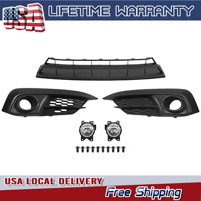 Fits For Honda Civic Sedan 2016-2018 Front Lower Grille & Fog Lights & Bezel Kit • $43.90