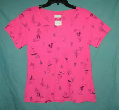 Fresh Produce NWT Flamingo Pink Harbour Hues Vintage Go Sailboats T Shirt XS M L • $18