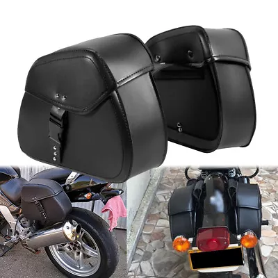 Motorcycle Side Saddle Bags  Medium Black For Yamaha VStar XVS 650 950 1100 1300 • $65.99
