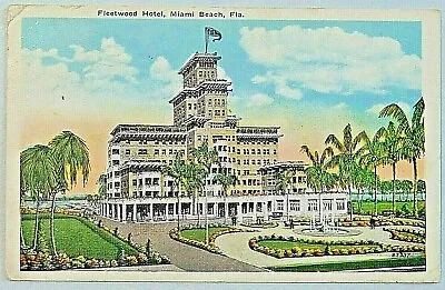 Fleetwood Hotel Miami Beach Florida 1927 White Border Postcard 9171 • $10