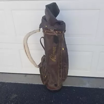 Vintage Arnold Palmer Golf Bag Brown Faux Leather With Strap • $109.99