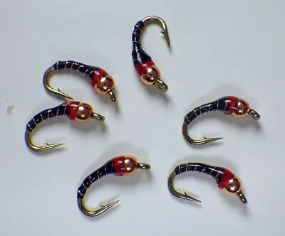 Zebra Midge Copper Black Ruby Hot Spot Fly Fishing Flies Trout Flies Tailwater • $12.95