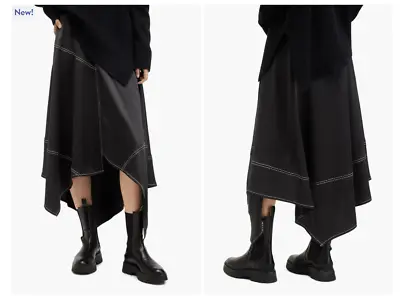 AllSaints Agnes Topstitch Detail Handkerchief Hem Skirt Size:UK 10/US 6 $199 NWT • $99.99