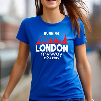 Ladies Running London MyWay T Shirt Run Virtual The Marathon My Way Mum Gift Top • £14.99