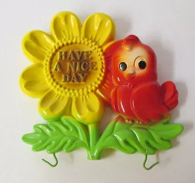 1974 Miller Studio Plaster Have A Nice Day Daisy & Red Bird Wall Decor W/ Hanger • $14.99