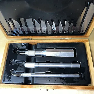 $20 • Buy X-ACTO Knife Tool Set In Box-Jointed Wood Box - 3 Handles W/ 14 Blades