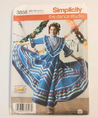 Simplicity Misses' Mexican Dance Dress Zarela Pattern 3858 Size 6 - 12 UNCUT • $44.99