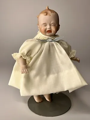 Vintage Baby Porcelain Doll Baby Crying Wearing A White Dress  Signed Dulin • $40