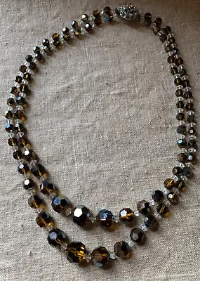 Vintage Czech Aurora Borealis Swarovski Crystal Faceted Glass Beads Necklace • $299.99
