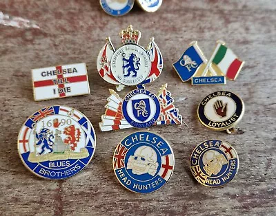 CHELSEA  F C - 8  X LOYAL   HEADHUNTERS   COLLECTABLE  FOOTBALL  Pin  BADGES • £8.50