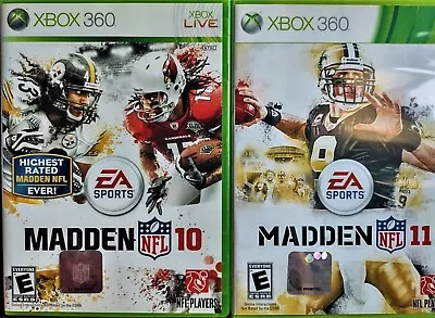 Madden 10 Madden 11 XBOX 360 Live NFL Football 2 Video Game Bundle • $7.99