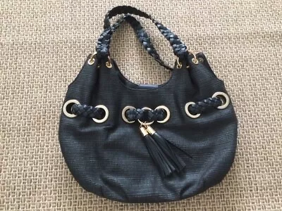 MICHAEL KORS Soft Straw Tote Braided  STRAP GROMMET BAG Large NWT Black • $255