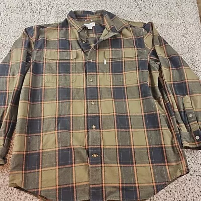 Carhartt Mens Size L Original Fit Heavyweight Plaid Cotton Flannel Shirt • $19.88