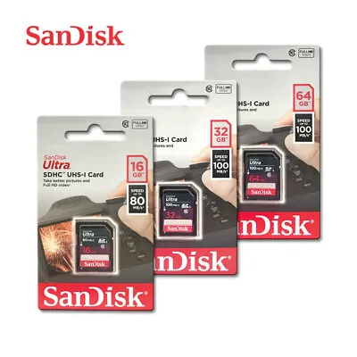 SanDisk Ultra Class10 UHS-I SD 16GB 32GB 64GB 80-100MB/s SDHC SDXC Memory Card • $8.25