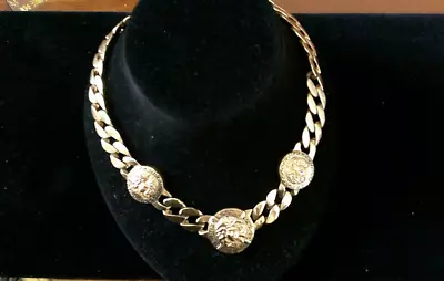 Authentic Vintage 14k Solid Gold Versace 3 Medusa Heads Choker Cuban Linkage • $12500