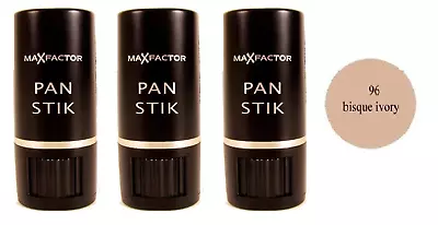 Max Factor Pan Stik Creamy Foundation Makeup 96 Bisque Ivory (3 Pack) • $18.49