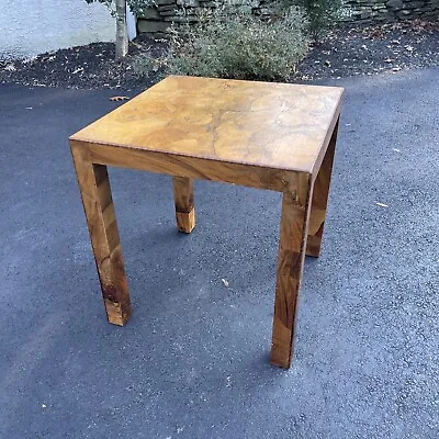 Mid Century Modern Side Table Olive Burl Milo Baughman Square Blonde Vintage End • $795