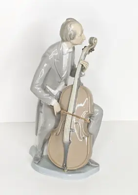 Lladro Cellist Man Playing Cello Orchestra 4651 Glossy 12.5 X 7 X 6 Bow Replaced • $336.53